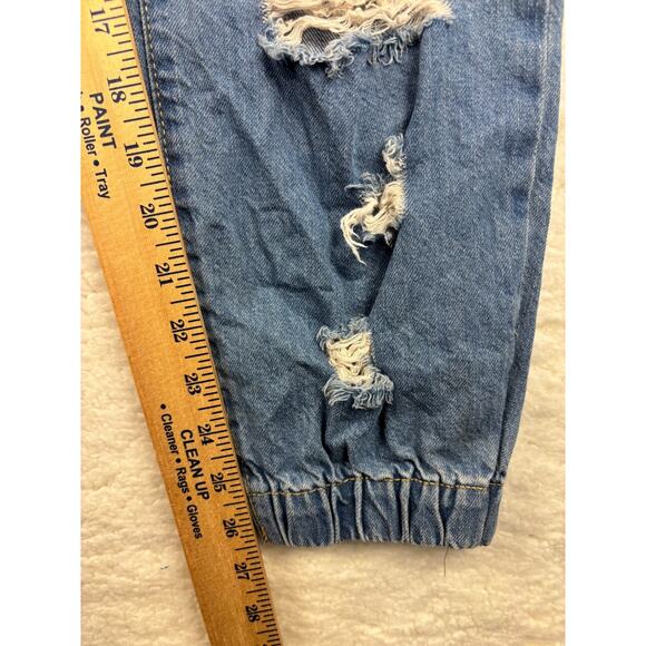 Indigo Rein Ripped Jogger Jeans Women’s 13 Light Wash High Rise Distressed - Picture 4 of 7